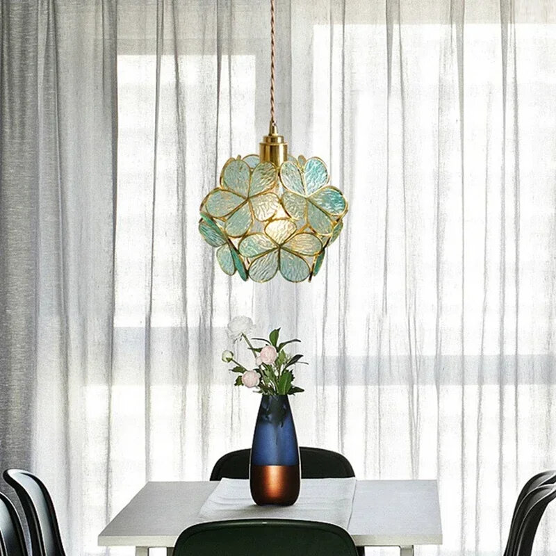 Nordic Color Crystal Glass Pendant Light Living Dining Room Ceiling Chandelier Bedroom Home Lighting Hanging Lamp for Ceiling