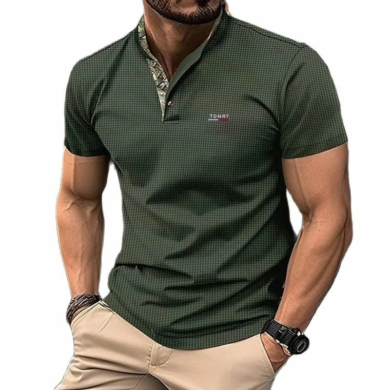 Men's T-shirt New Polo shirt High quality men's short sleeve polo breathable top Business casual sweat absorption polo shirt for