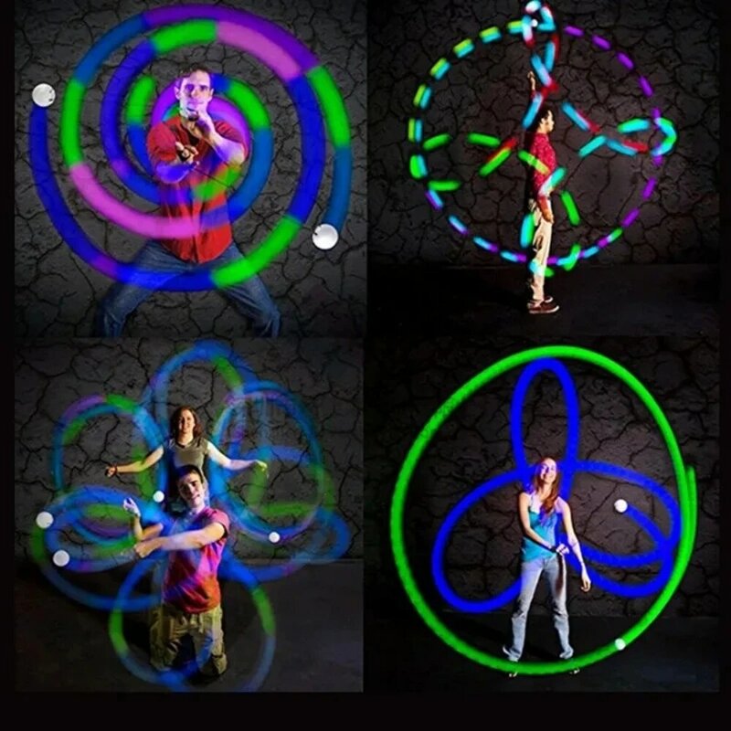 Luminosa bola LED POI para dança do ventre, jogando bola, Shake bola brilhante, Yoga Exercício Props, Stage Performance Acessórios, 2pcs