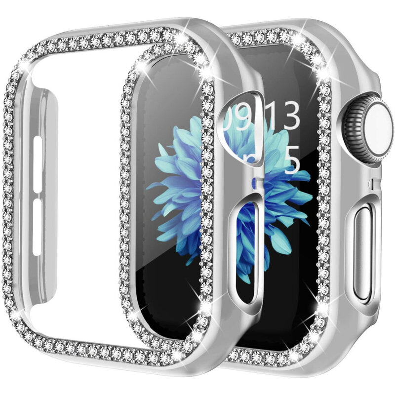 Coque de protection pour Apple Watch avec biscuits Bling pour femme, cadre pare-chocs, couvercle, série iWatch, 9/8/7, 41mm, 45mm, 40mm, 44mm, 6/5/4, SE