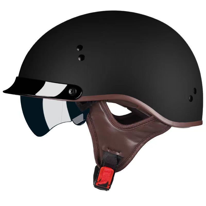 오토바이 헬멧 카스코 모토 하프 헬멧, 독일 클래식 모토 헬멧, 레트로 도트 인증, HD 바이저 포함