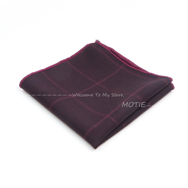 Gracefully Plaid Striped Wool Square Hanky Grey Burgundy Square Hanky Cravat For Business Wedding Party Shirt Collar Accessory