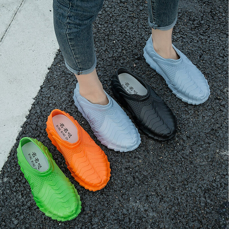 Zapatos De Lluvia deportivos para Mujer, calzado informal sin cordones, planos, De goma, impermeables, para trabajo y jardín