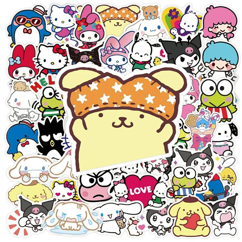 10/30/50ชิ้นผสมอะนิเมะการ์ตูน Hello Kitty My Melody Kuromi สติ๊กเกอร์ตกแต่งสมุดบันทึกแล็ปท็อปโทรศัพท์สติกเกอร์น่ารัก