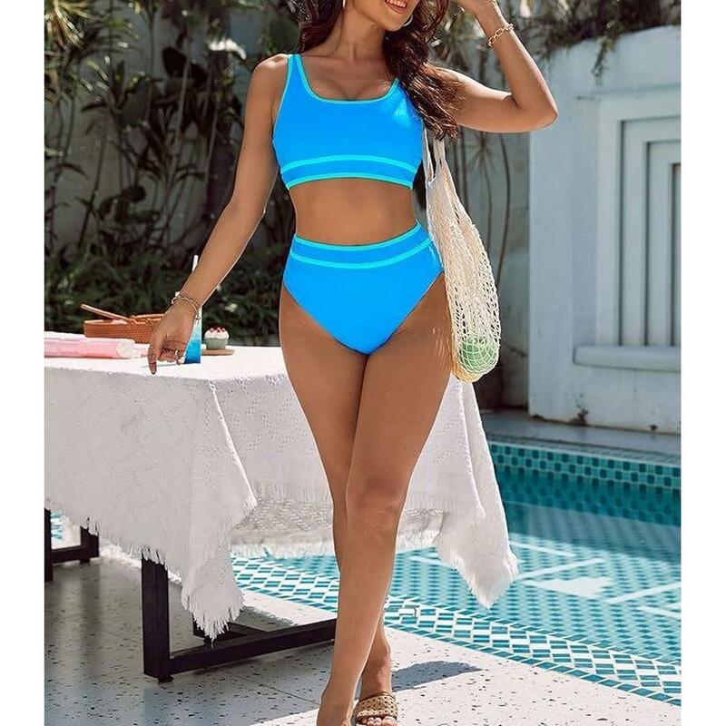 Women High Waisted Bikini Set Cheeky Swim Suits Top With Bathing Suit Bottom Sporty 2 Piece Female Sexy Swimsuits