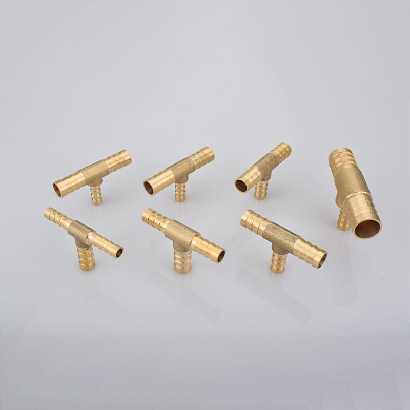 Conector de encaixe de tubulação de bronze de 3 maneiras, adaptador do acoplador, água, gás, óleo, 4, 5, 6, 8, 10, 12, 14, 16, 19mm