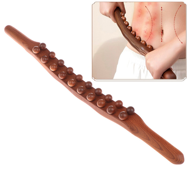 20 perline Rolling Pin Universal Back Needle Massage legno di faggio Scra pin g Stick Point Treatment Guasha Relax Therapy Tool