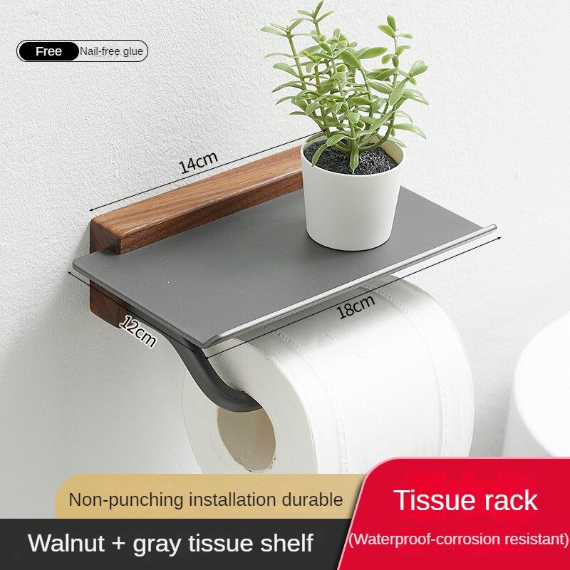 Kreatywne drewniane pudełko na chusteczki akcesoria łazienkowe aluminiowe stojak na Organizer do papieru toaletowe wiszące półka do przechowywania ścienne do łazienki