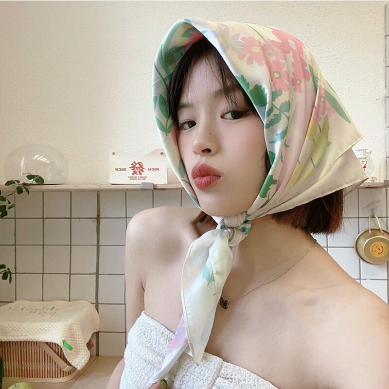 Женский шёлковый шарф-повязка для волос, 70 Х70 см