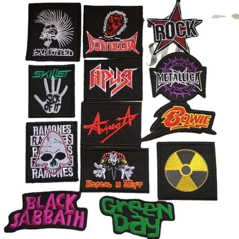 3 buah/lot Logo kustom pakaian patch Band DIY pakaian bordir Punk musik Applique stiker besi pada perlengkapan jahit topi lencana