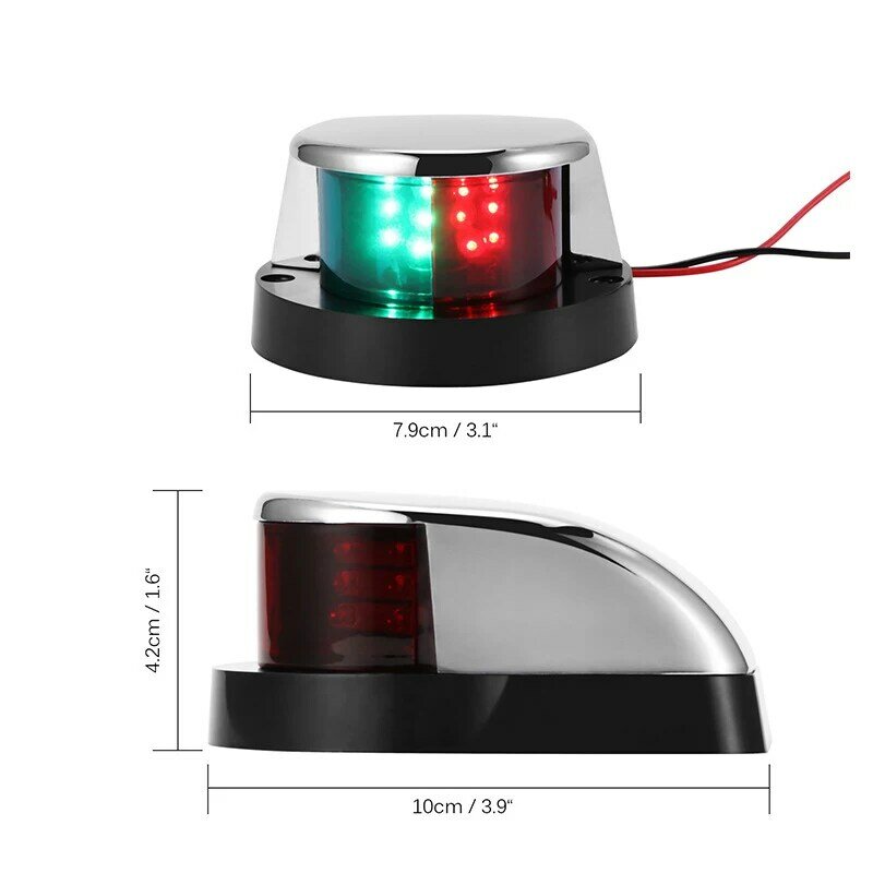 12V Marine LED Bow Navigation Light Bi Color rosso verde lampada impermeabile per Touring Car Pontoon Fishing Speed Boat