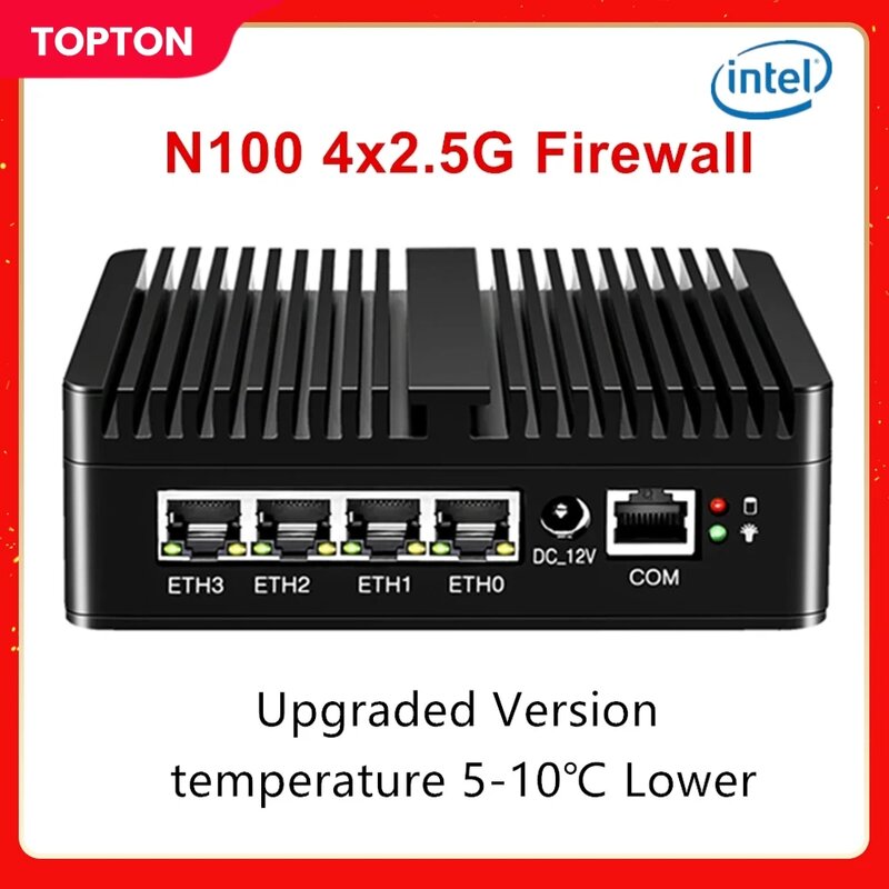 Mini roteador de firewall do PC, Intel N100, 4 LAN, i226-V, 2.5G, N5105, N6000, J4125, computador fanless, Proxmox pfSense Box, 12ª geração
