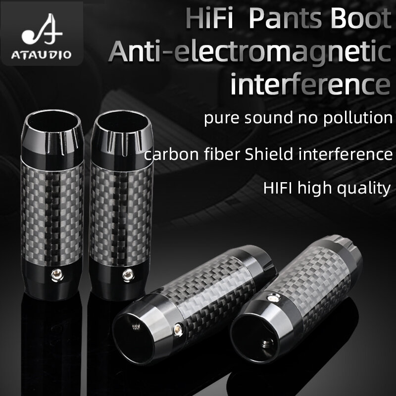 4 pçs de fibra carbono alta fidelidade calças inicialização alto-falante fio áudio preto prata ouro metal slider plug para alta fidelidade cabo alto-falante áudio