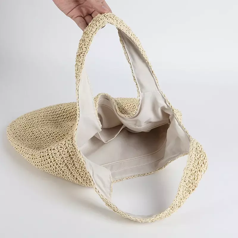女性のための籐織りショルダーバッグ,大容量,夏のビーチストロー,xxxxx 2023,ファッショナブル