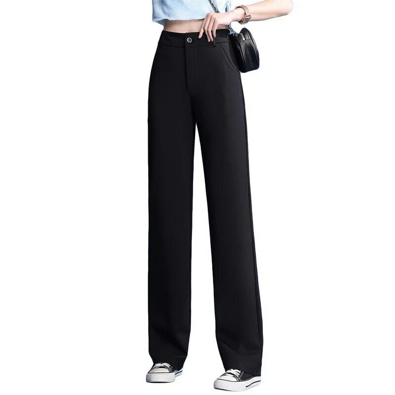 Moda casual verão feminino calças pretas de alta qualidade senhoras calças de trabalho