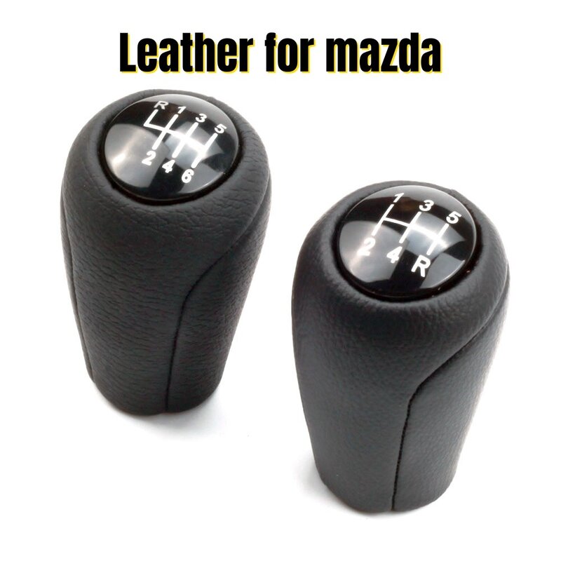 Leather 5/6-Speed Gear Shift Knob for MAZDA 3 BK BL 5 CR CW 6 II GH CX-7 ER MX-5 NC III 23 MT Leather Shifter Lever Arm Headball