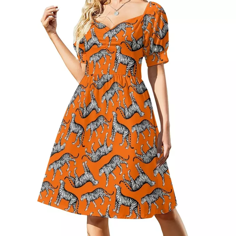 Tigers (Orange and White) Sleeveless Dress dresses for women 2024 women evening dress birthday dresses for women Women's dress