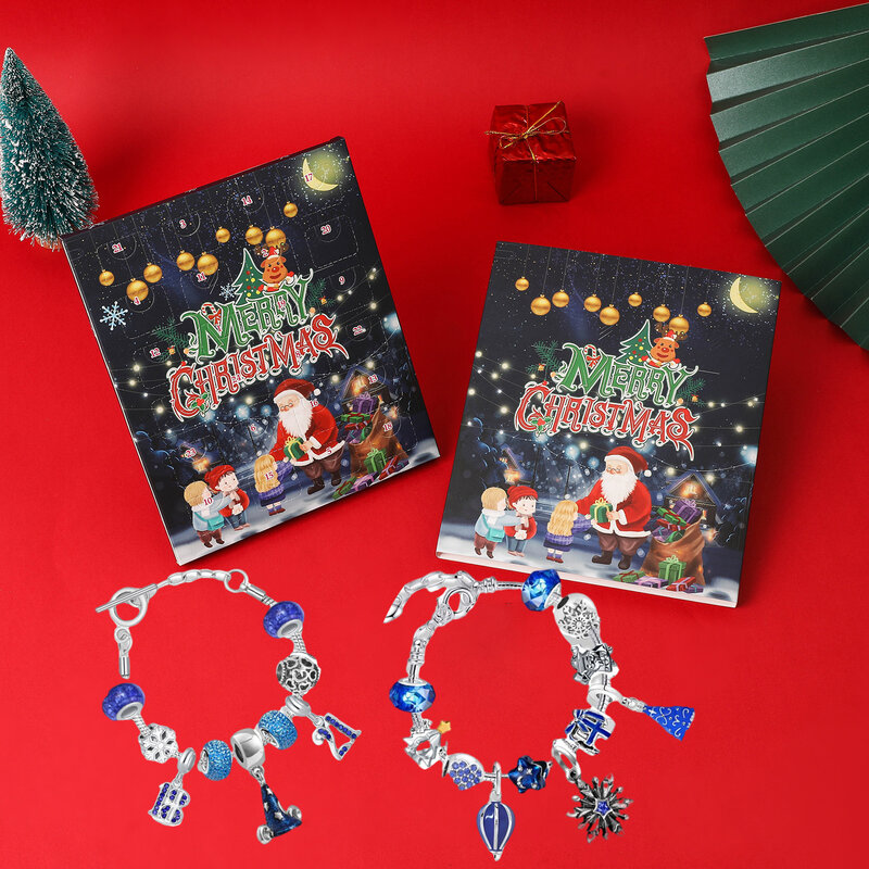 Prinzessin Armband Weihnachten Advents kalender DIY Armband Blind Box 24 Gitter Kalender Countdown Glocke Zubehör Überraschung Blind Bo