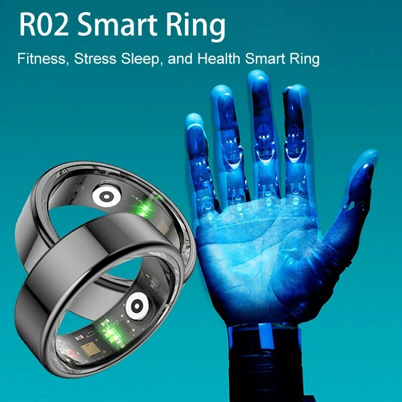 Smart Ring Military-Grade Titanium Steel Shell, Heart Rate Monitoring, IP68 & 3ATM Waterproof, Multi-Sport Modes-Health Tracker