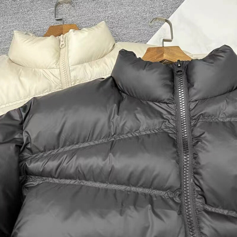 Chaquetas de invierno de plumón de alta calidad para hombre y mujer, chaqueta gruesa con cremallera, cuello alto, cálida, suelta, informal, de algodón