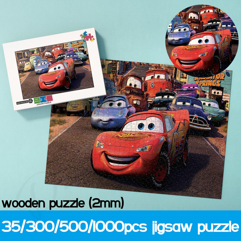 디즈니 애니메이션 영화 자동차 지그 소 퍼즐 어린이 35 300 500 1000 조각 나무 및 만화 퍼즐 독특한 교육 완구