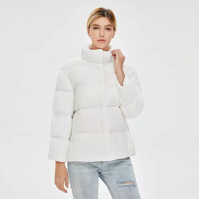 여성용 화이트 덕 다운 재킷, 짧은 빵, 두꺼운 초경량 다운 코트, 여성 90%, 2023 신상