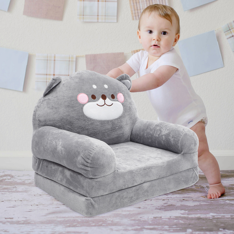 Folding Children's Sofa Kid Plush Seat Kids Seating For Infants Sitting Chair Couch Pearlescent Elephant Shape