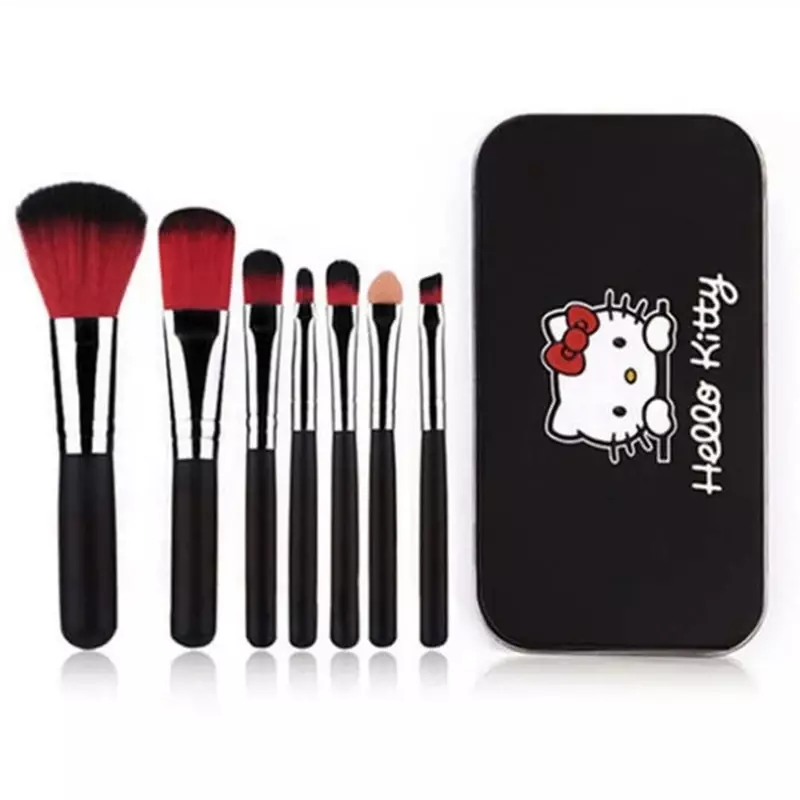 Hello Kitty-Juego de brochas de maquillaje para mujer y niña, herramienta de belleza para sombra de ojos, labios y cejas
