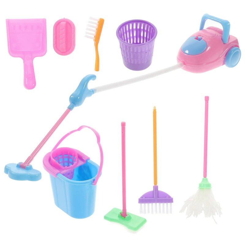 أدوات تنظيف منزل صغيرة للأطفال ، لعبة اللعب التظاهرية ، أداة التدبير المنزلي ، مكنسة ، فرشاة غسيل ، منظف للأطفال