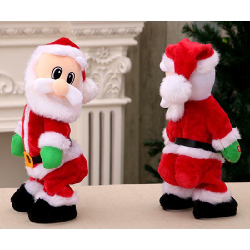 Pelúcia eletrônico papai noel boneca robô dança brinquedo musical twerking cantando natal decoração para casa para crianças presente de natal