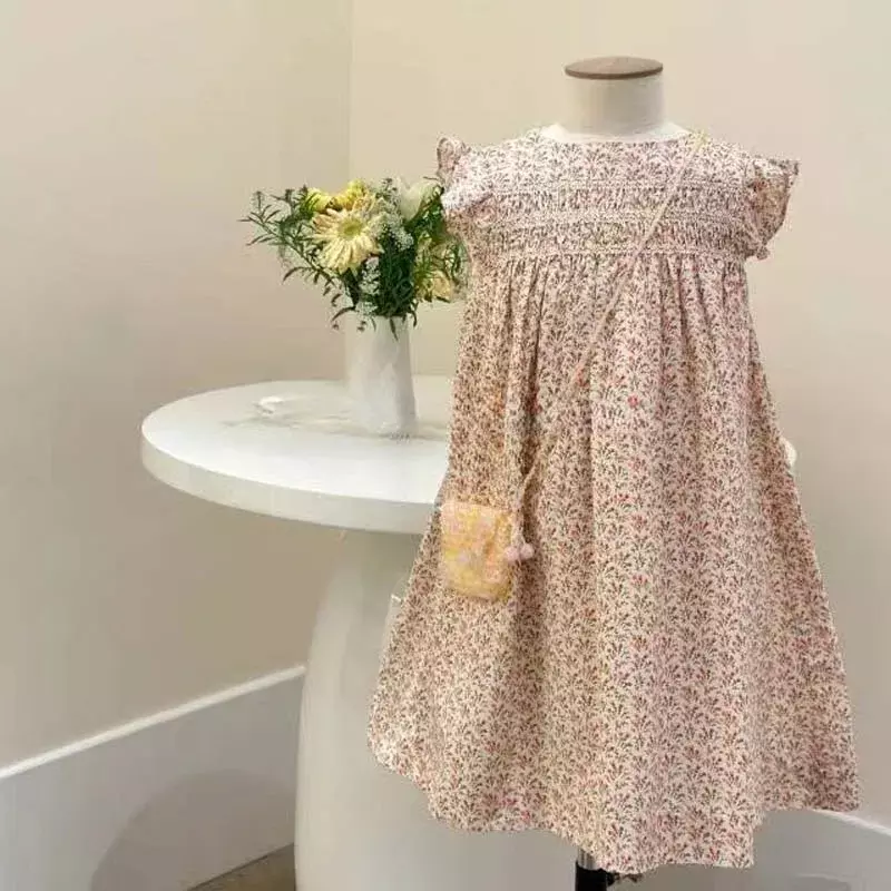 Предварительная продажа (Доставка в апреле) 2024 BP летнее платье в виде вишни, платье с вышивкой для девочек, детская бутиковая одежда, женское платье