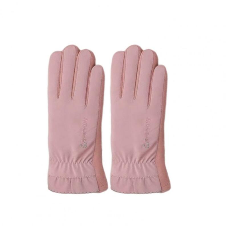 Guantes elegantes de dedo completo para mujer, forro polar lavable, resistentes al agua, para Snowboard, ciclismo y escalada, 1 par