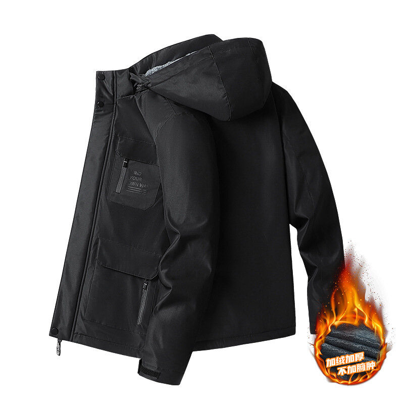 Мужская зимняя куртка Erkek Mont 2024, уличные ветрозащитные водонепроницаемые куртки-карго с капюшоном