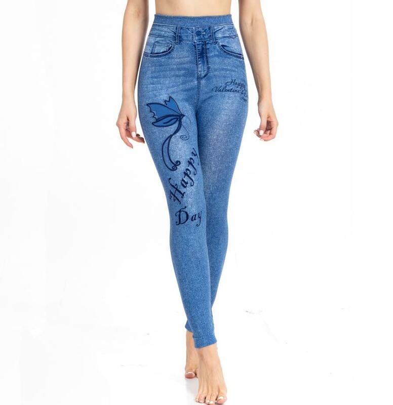 กางเกงแฟชั่น2023เอวสูงสำหรับผู้หญิงเลกกิ้งแฟชั่นพยุงก้นกางเกงเข้ารูปพิมพ์ลายผีเสื้อใส่ได้ทุกแบบ