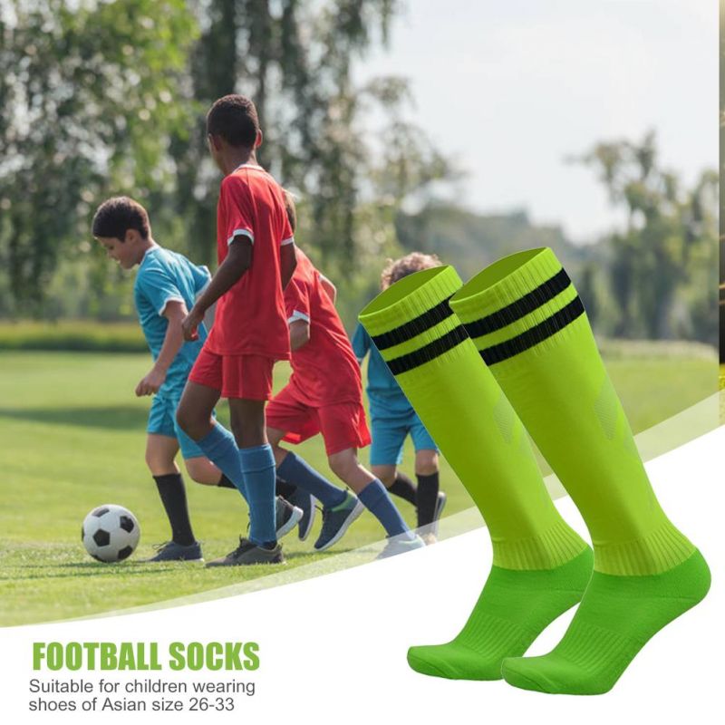Calcetines largos de fútbol para niños, calcetín deportivo de algodón y licra, por encima de la rodilla, béisbol, Hockey, deportes al aire libre, 1 par