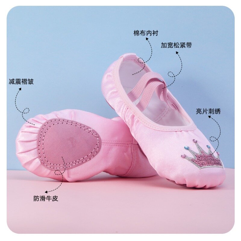 Детские танцевальные туфли на мягкой подошве, Обучающие туфли для девочек с кошачьими крапанами, Детские китайские танцевальные балетные туфли для девочек