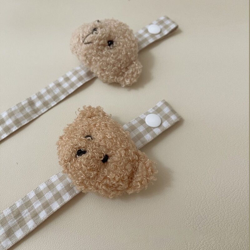 Bear Plaid Cotton Pacifier Chain Clip Baby Nursing Teether Soother Holder Clip DIY Nipple Holder Leash Strap Shower Gifts