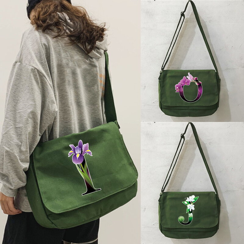 Bolsa de mensajero de ocio para mujer, bolso de mensajero multifunción Simple de gran capacidad, portátil, de un solo hombro, con patrón de flores de Color