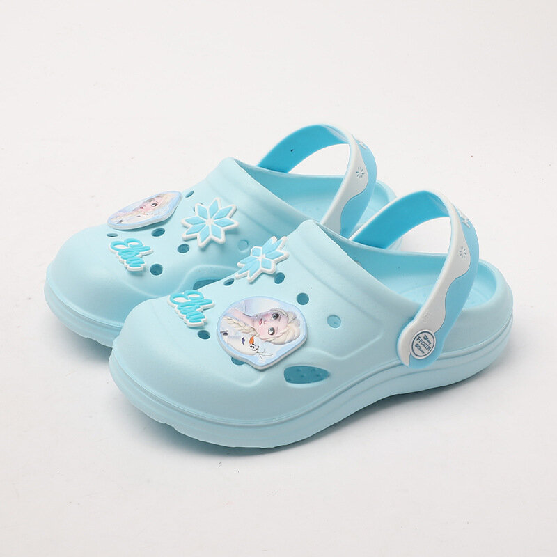Disney Summer Children's Slippers Cartoon Frozen Elsa Girls Fashion Hole Non-slip Beach Shoes Soft Bottom Slippers