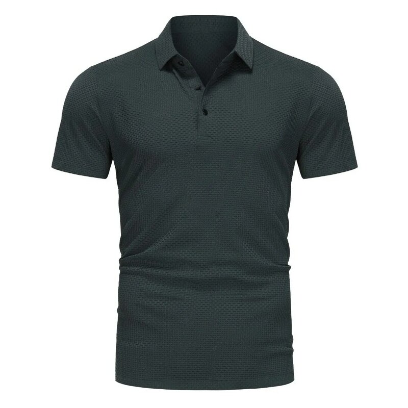 メンズ半袖ポロシャツ,高品質のゴルフシャツ,レース付き,シルク,通気性