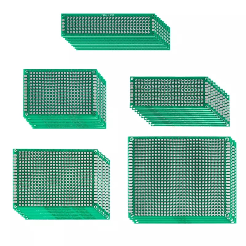 Juego de placas de circuito PCB de doble cara, 40 piezas, tamaño 5, 2x8cm, 3x7cm, 4x6cm, 5x7cm, 7x9cm