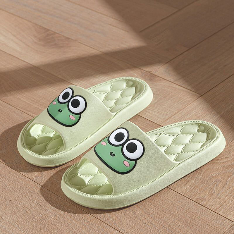 Summer Beach Slides Bathroom Anti Slip Slipper Non-Slip Home Flip Flops Cartoon Frog Soft Sandals