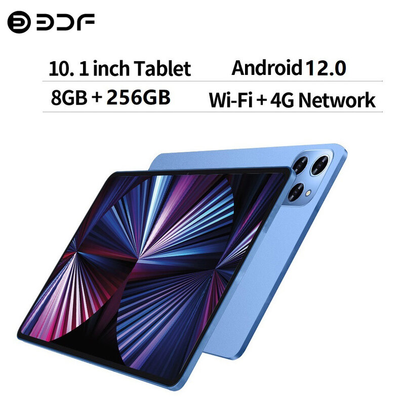 Nieuwe 10.1 Inch Tablets Android 12 Octa Core 8Gb Ram 256Gb Rom Dual Sim Telefoongesprek 4G Lte 5G Wifi Bluetooth Google Tablet Pc