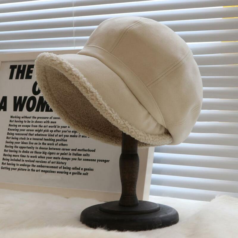 Regulowany czapka gazeciarza zagęszczony z pluszową wyściółką Beret zimowy regulowany czapka gazeciarza w stylu Retro dla kobiet utrzymujących ciepło stylowe