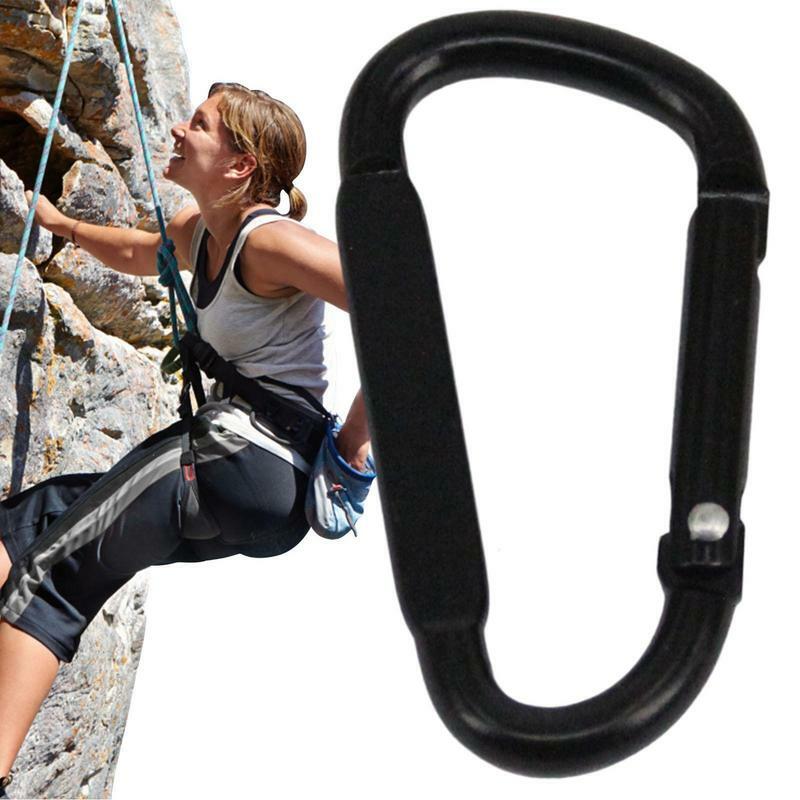 Aluminium Alloy Black Carabiners Safety Buckles Outdoor Sports Keychain Climbing Button Hiking Key Hooks Climbing Equipment