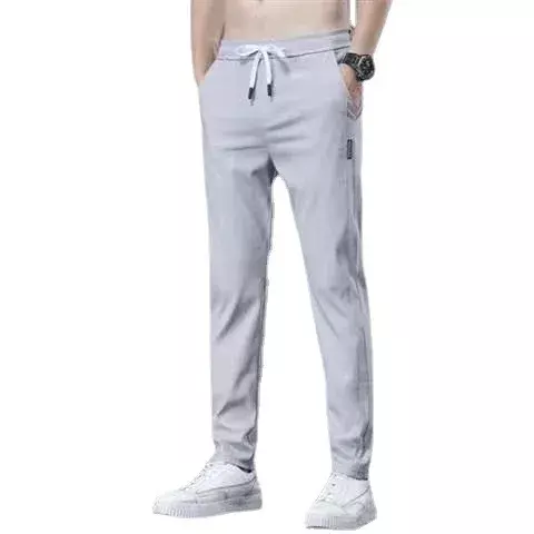 Solid Color Pants Mens Casual Pants Elastic Waist Pencil Pants Breathable Pants Joggers Men Cargo Pants Streetwear