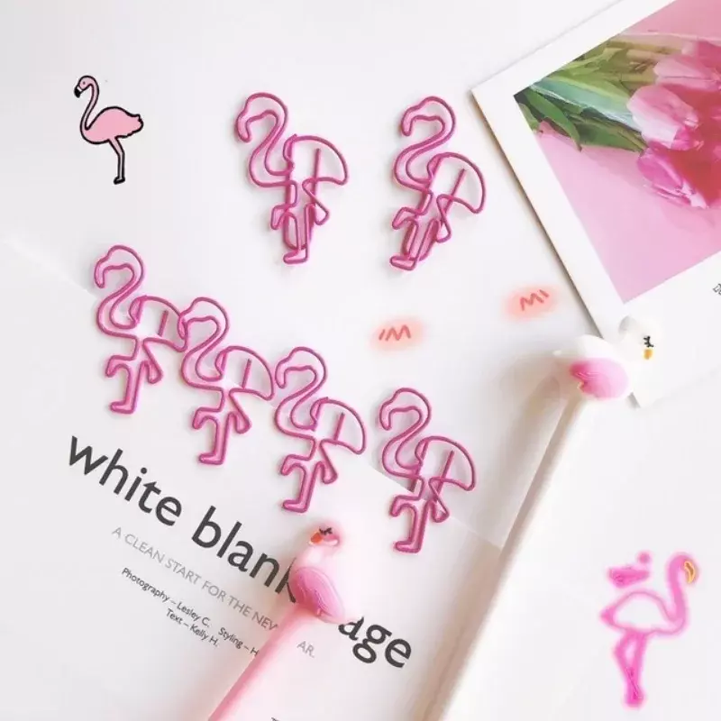 Paper Clip Set Cute Animal Pink Sweet Flamingo Bookmark Mini Music Folder Paper Clips Office Stationery Document Desk Organizer