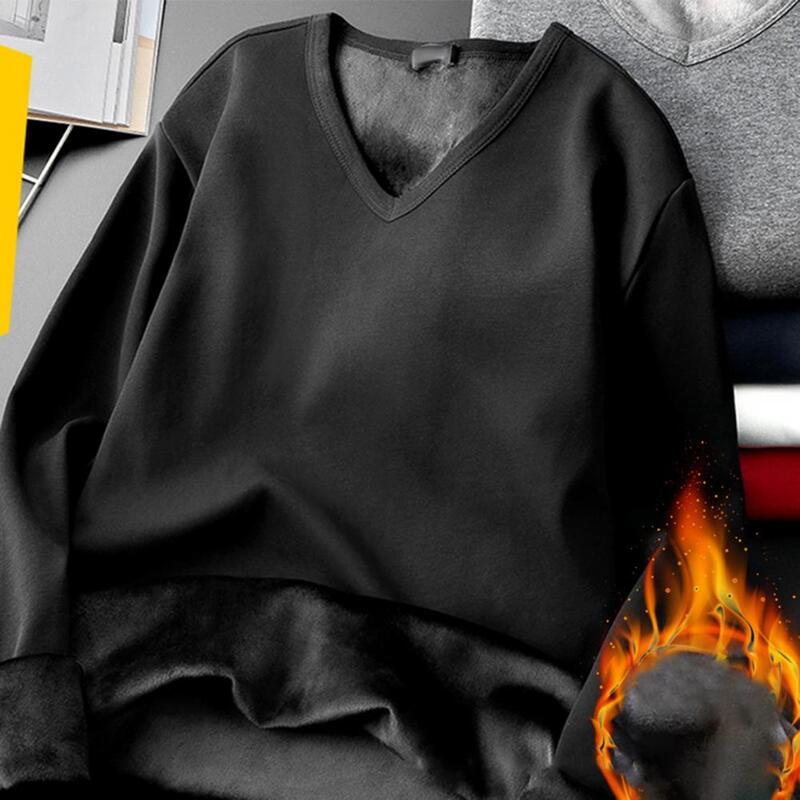 Celana dalam hangat berlapis bulu pria musim dingin panel hangat termal lengan panjang pakaian Thermo panjang atasan kaus Piyama