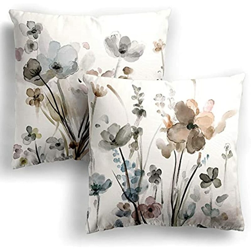 Housse de coussin à fleurs, taie d'oreiller carrée décorative moderne pour canapé, chambre à coucher, salon