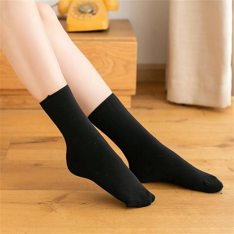 10 Pairs Women Socks Solid color Dew Ankle Bare Leg Happy Winter Warm Snow Socks Thickened Socks Add Velvet Fun Harajuku Sox